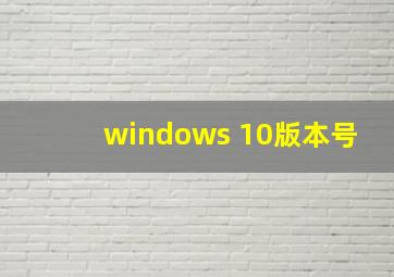 windows 10版本号